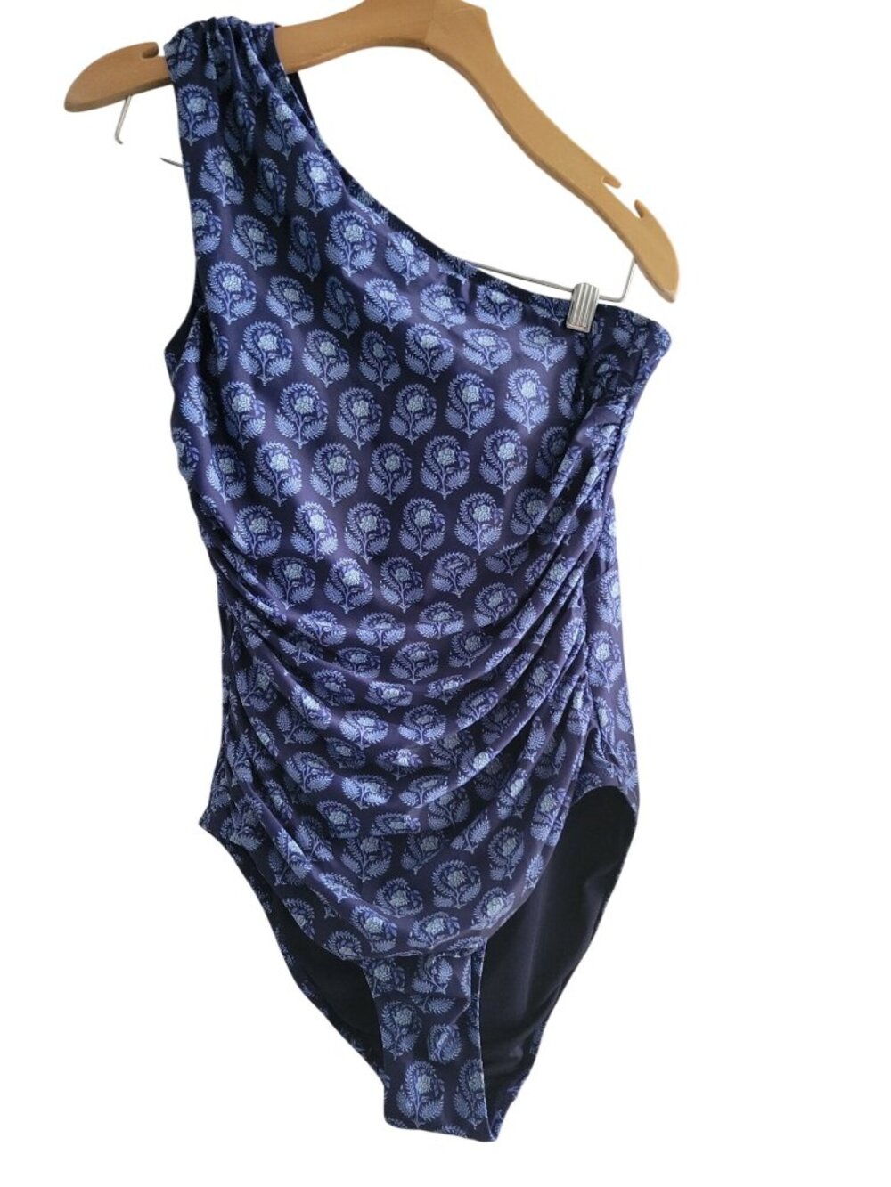 J. Crew Womens Blue White Floral One Shoulder One Piece Bathing Swimsuit size 6 - Picture 2 of 10